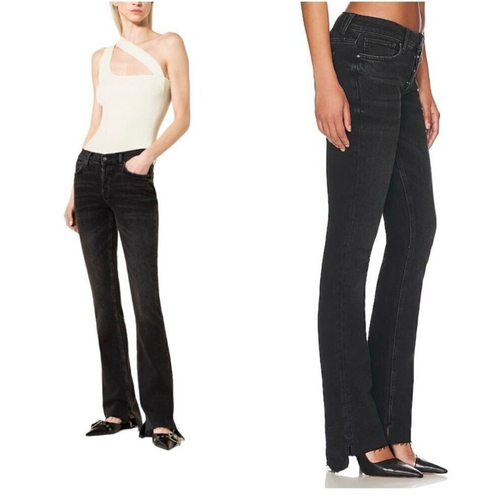 Anine Bing Tristen Jeans Vintage Black Button Fly Mid Rise Denim Size 28 Women
